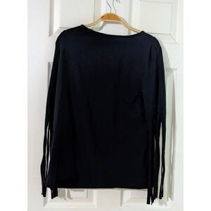 Verdusa Fringe Sleeve‎ Top Long Sleeve T-Shirt Casual Black XL NWT
